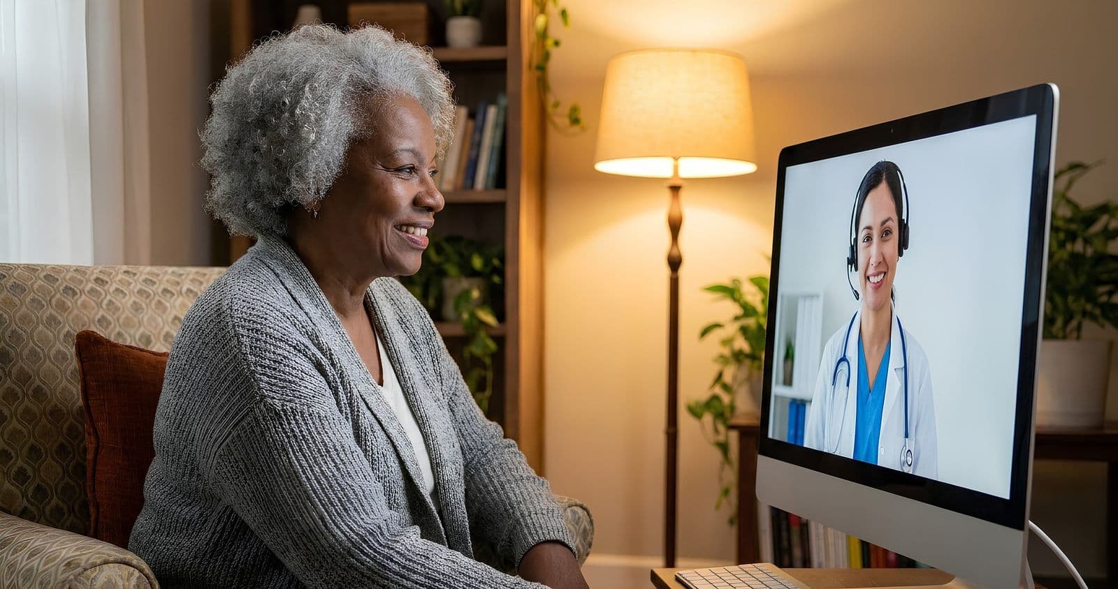 Paciente en videollamada con un médico